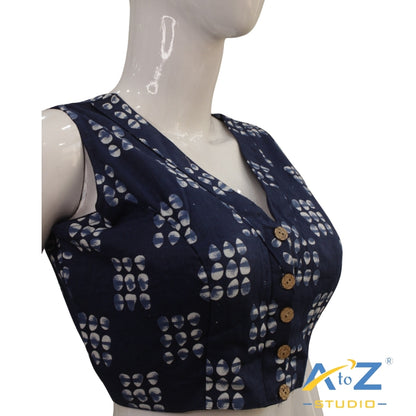 Navy blue Raindrop Cotton Blouse