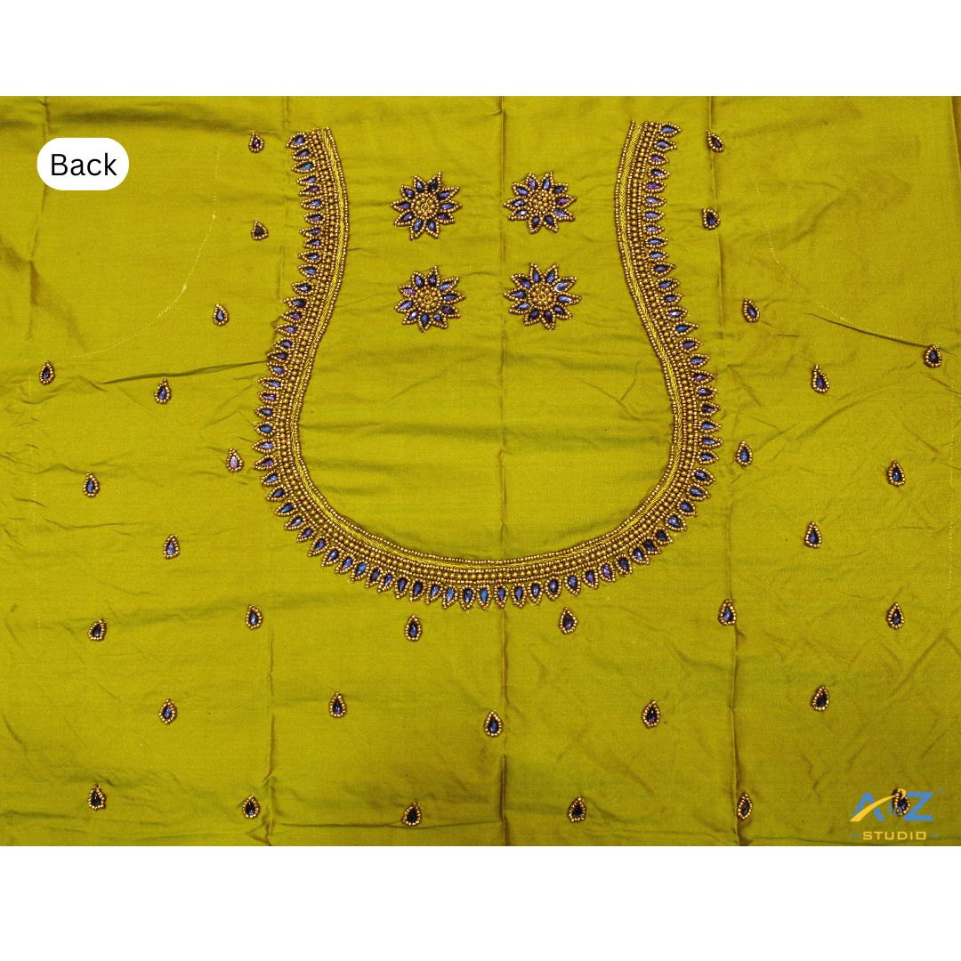 Dark Pear Silk Blouse Piece With Aari Work