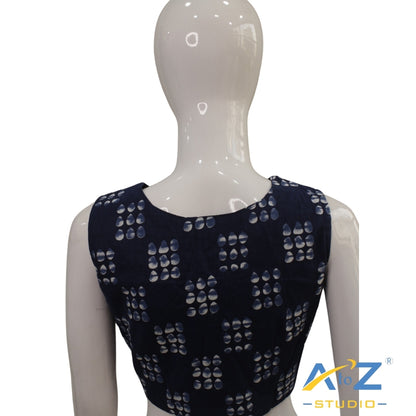Navy blue Raindrop Cotton Blouse