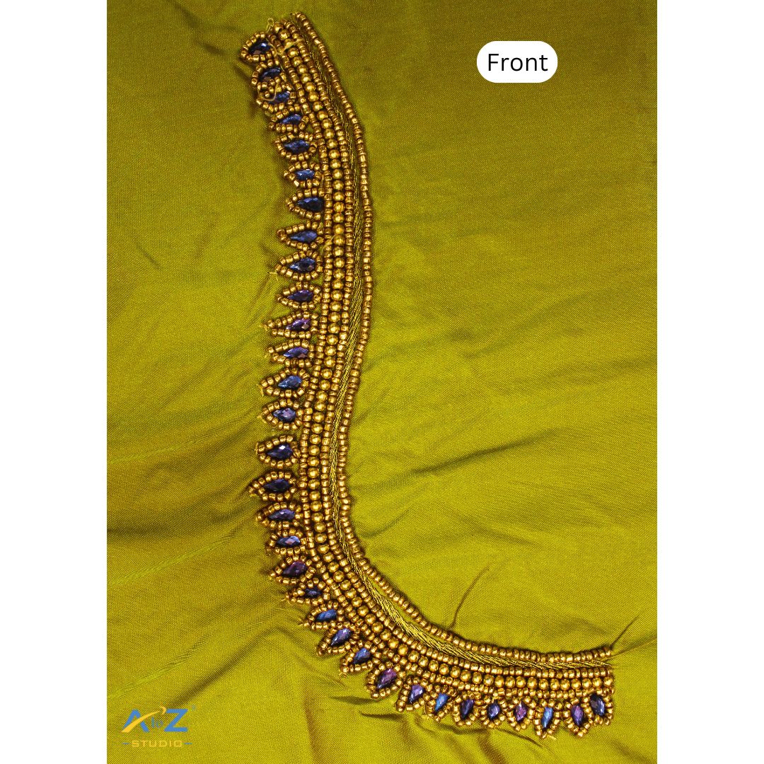 Dark Pear Silk Blouse Piece With Aari Work