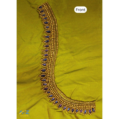 Dark Pear Silk Blouse Piece With Aari Work
