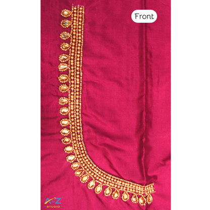 Magenta Silk Blouse Piece With Aari Work