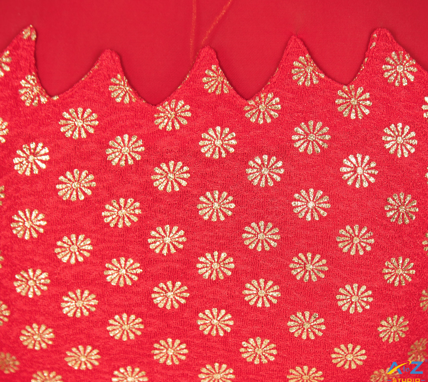 Red Crush Blouse with Golden Flower & Net