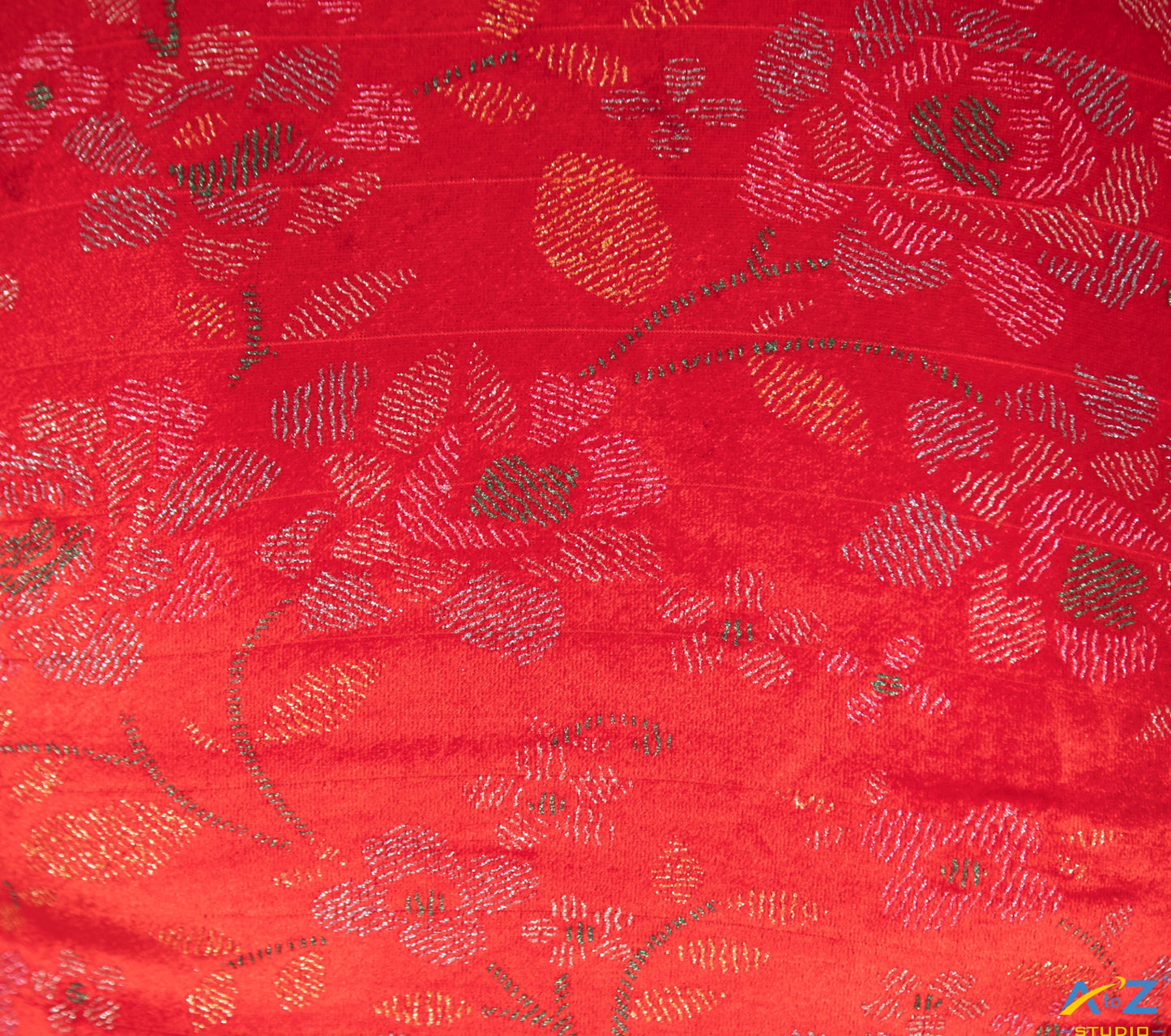 Red Velvet Blouse with Floral Prints