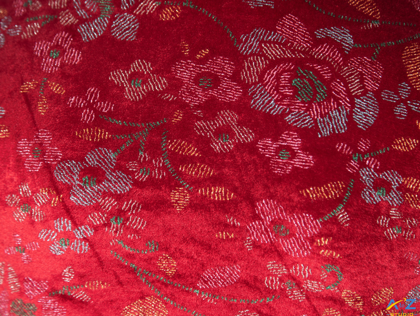 Maroon Velvet Blouse with Floral Prints