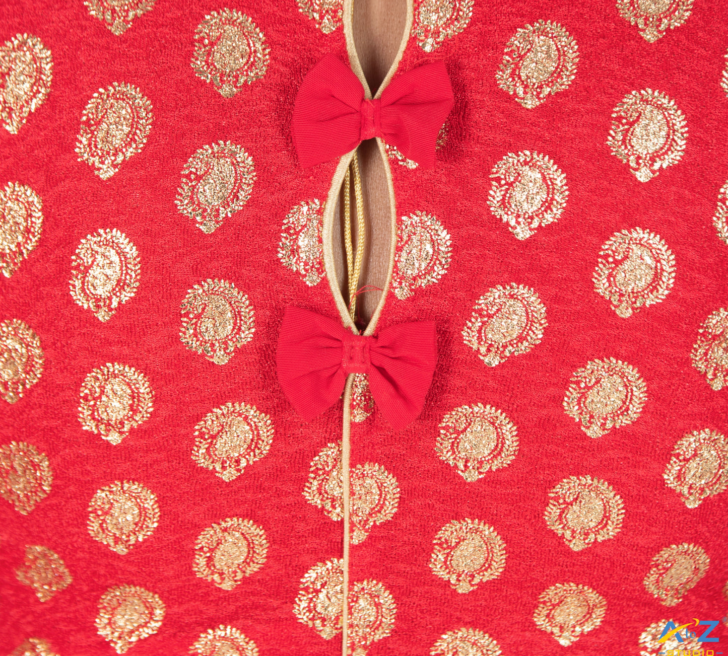 Red Crush Blouse with Golden Mango Print