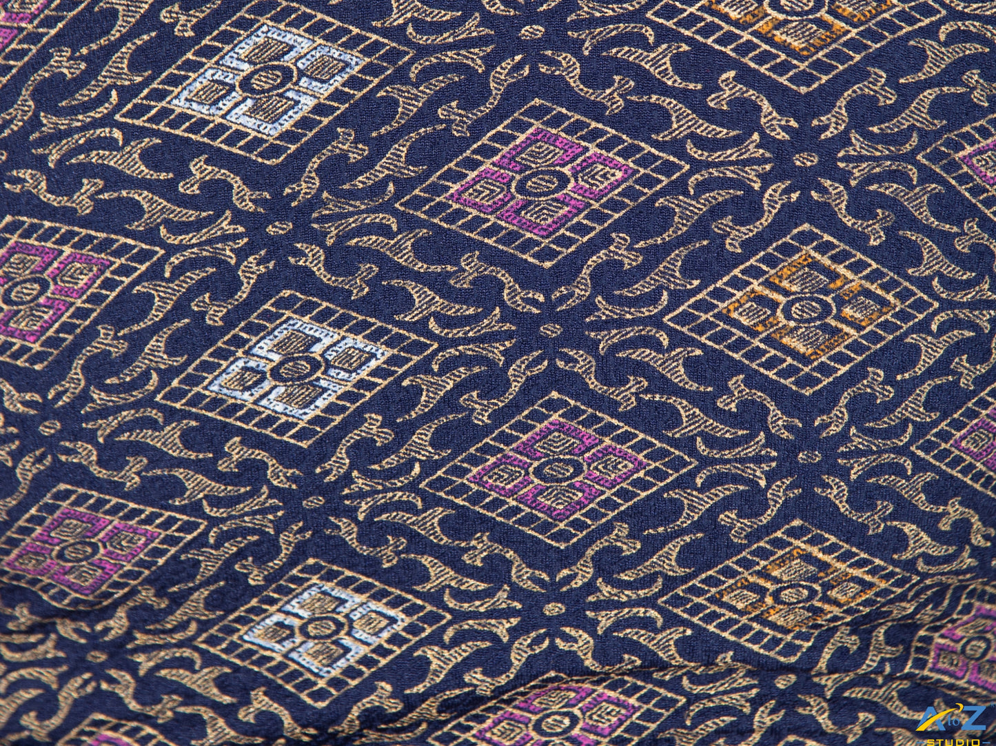 Navy Blue Crush Blouse with Kite Print