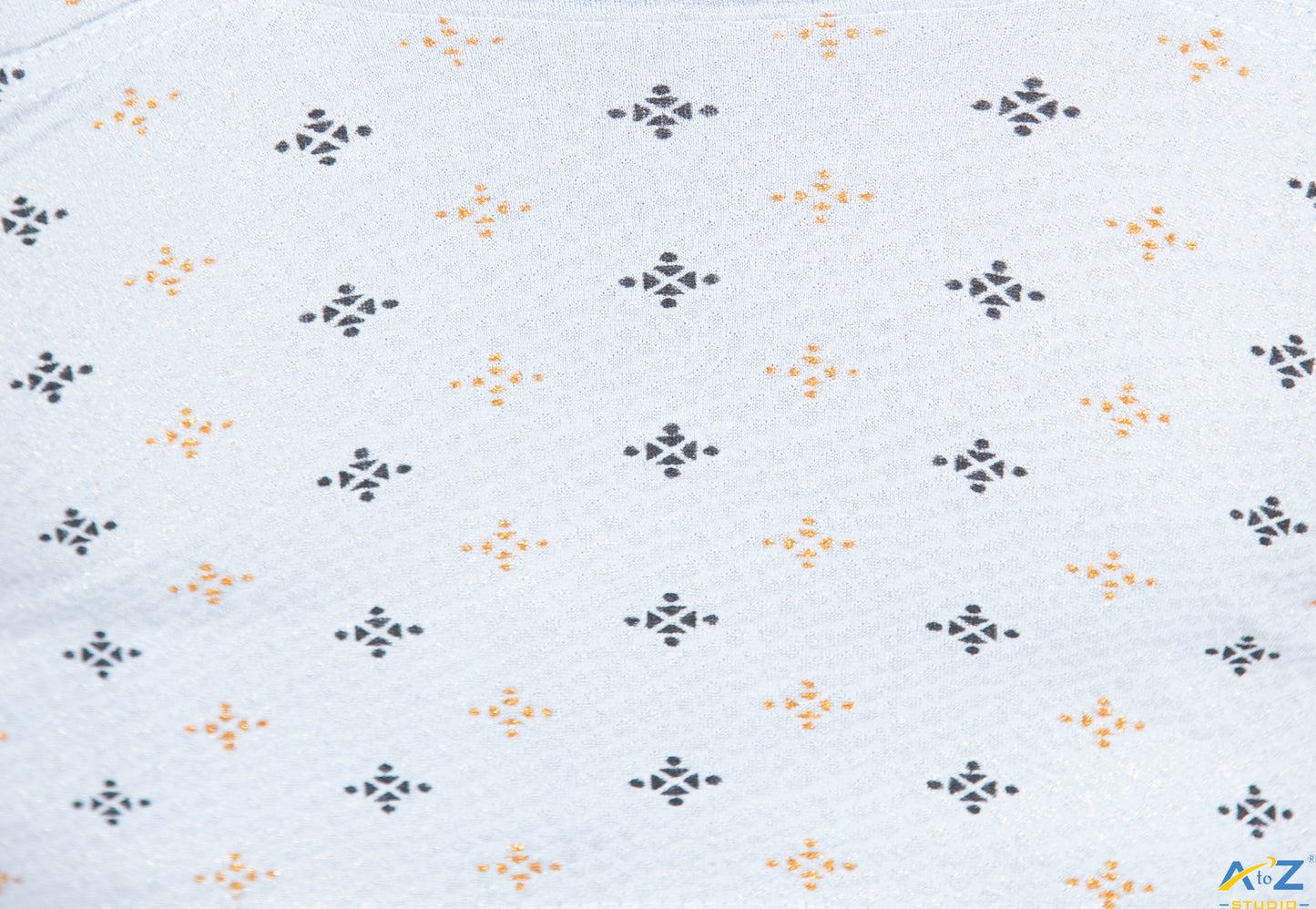 Light Grey Crush Fabric Blouse with Foil Print