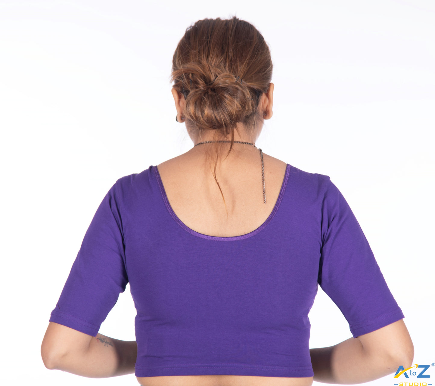 Purple Cotton Lycra Blouse - Plain