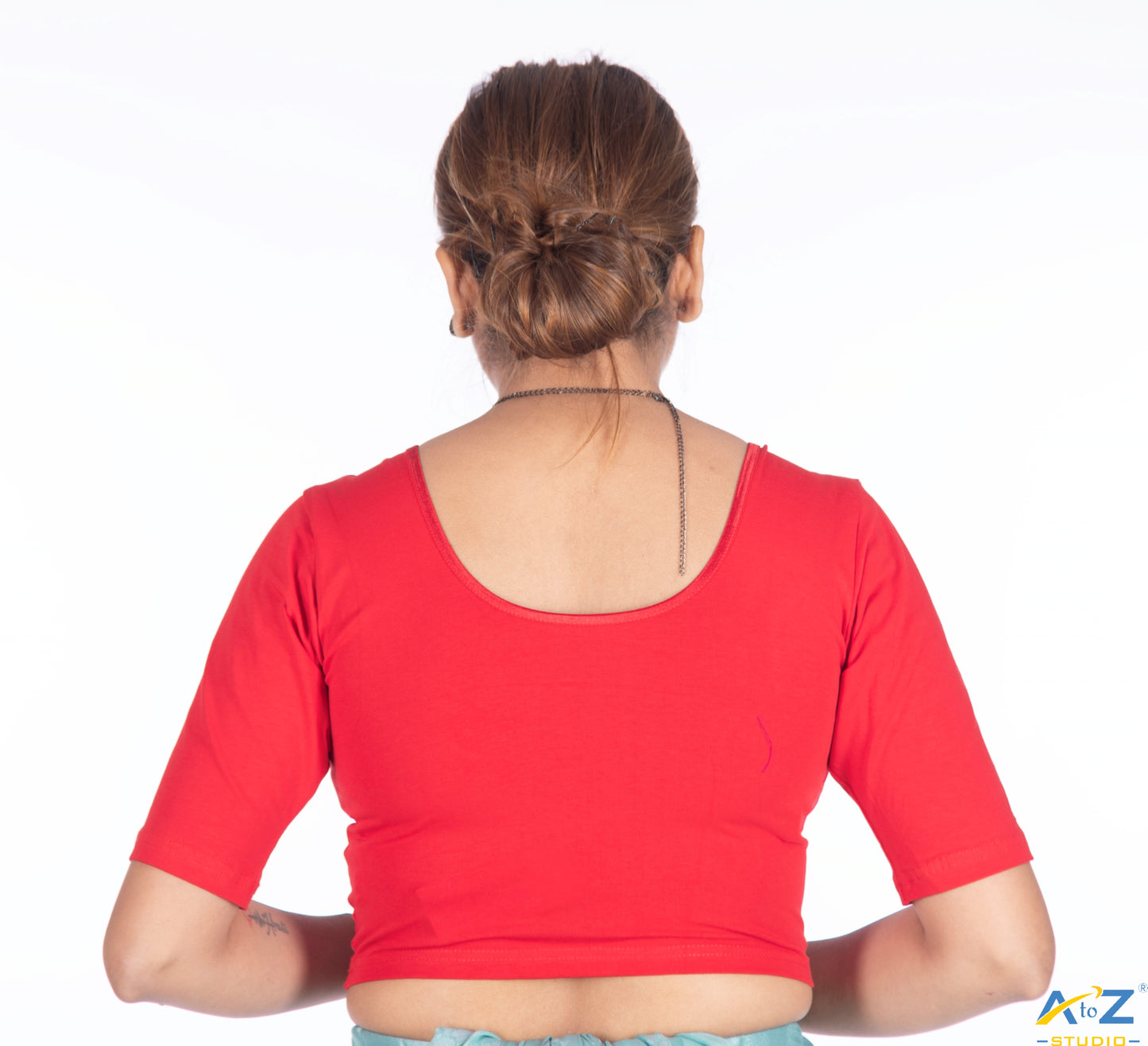 Tomato Cotton Lycra Blouse - Plain