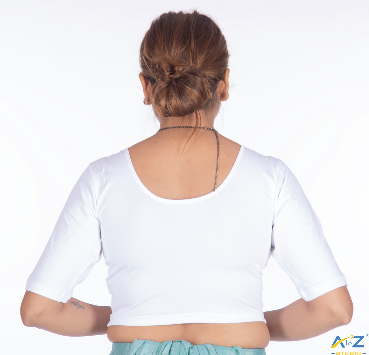 White Cotton Lycra Blouse - Plain