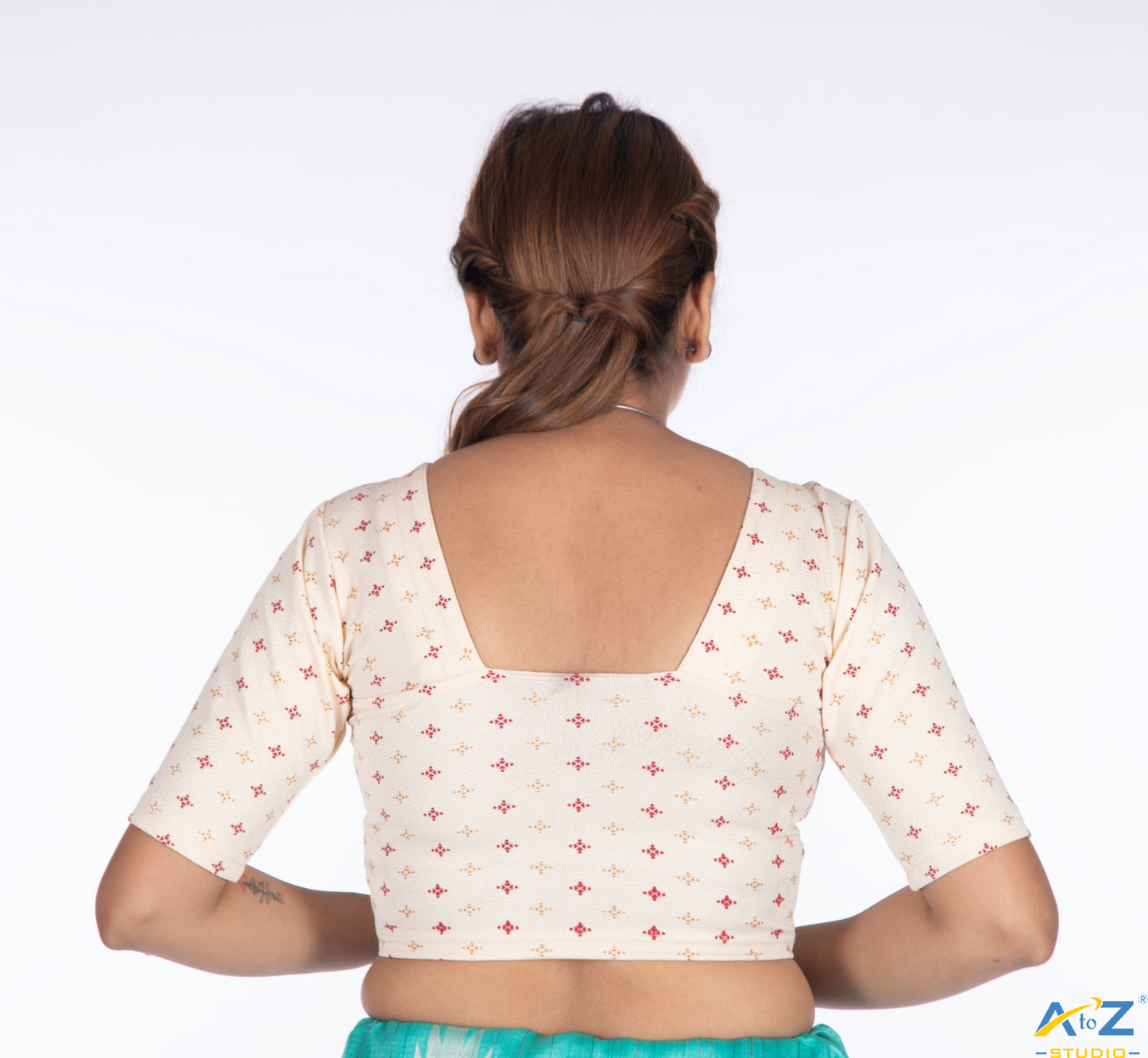 Cream Crush Blouse with Foil Print