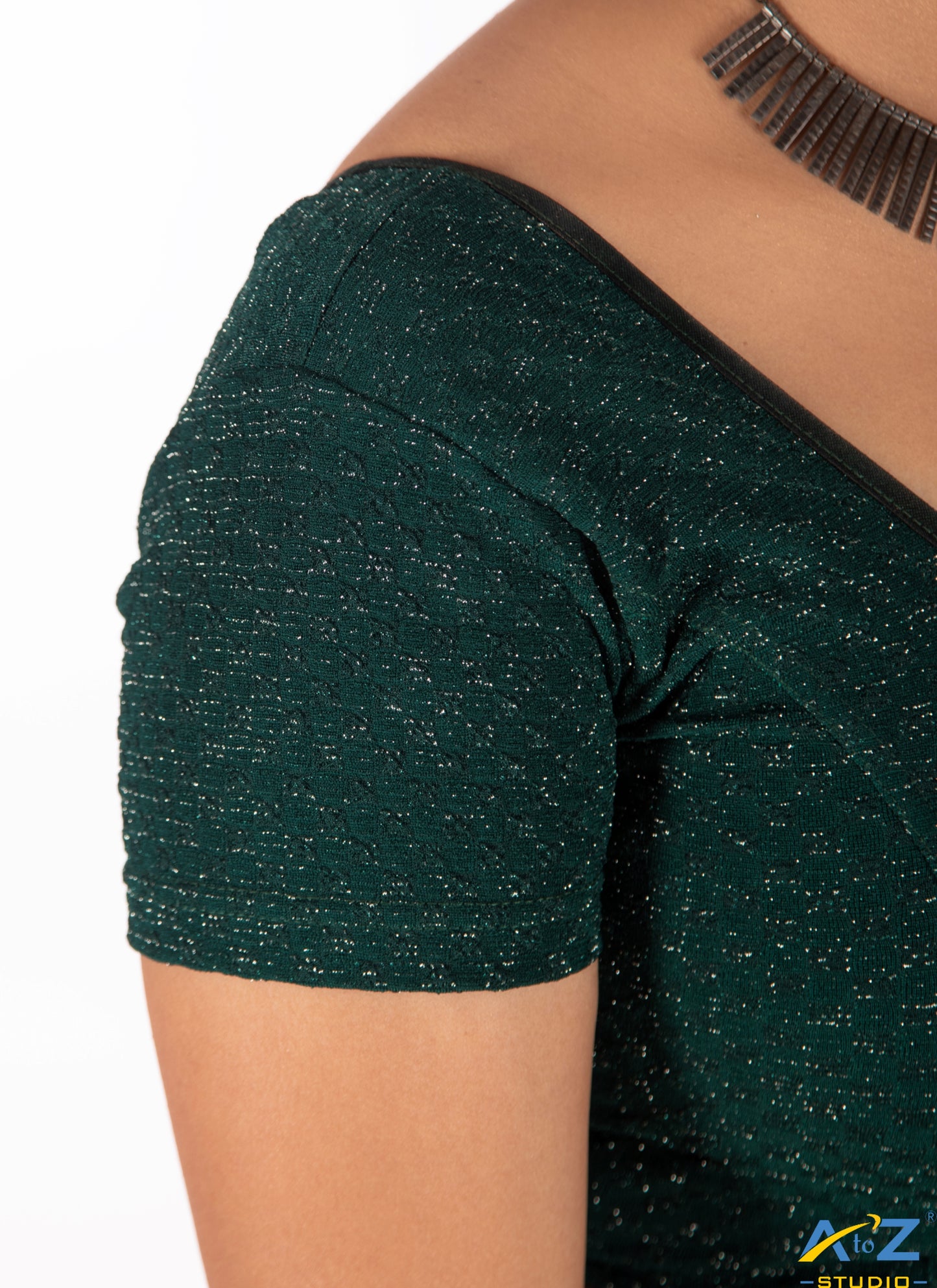 Bottle Green  Crush Fabric Shimmer Tissue Design
