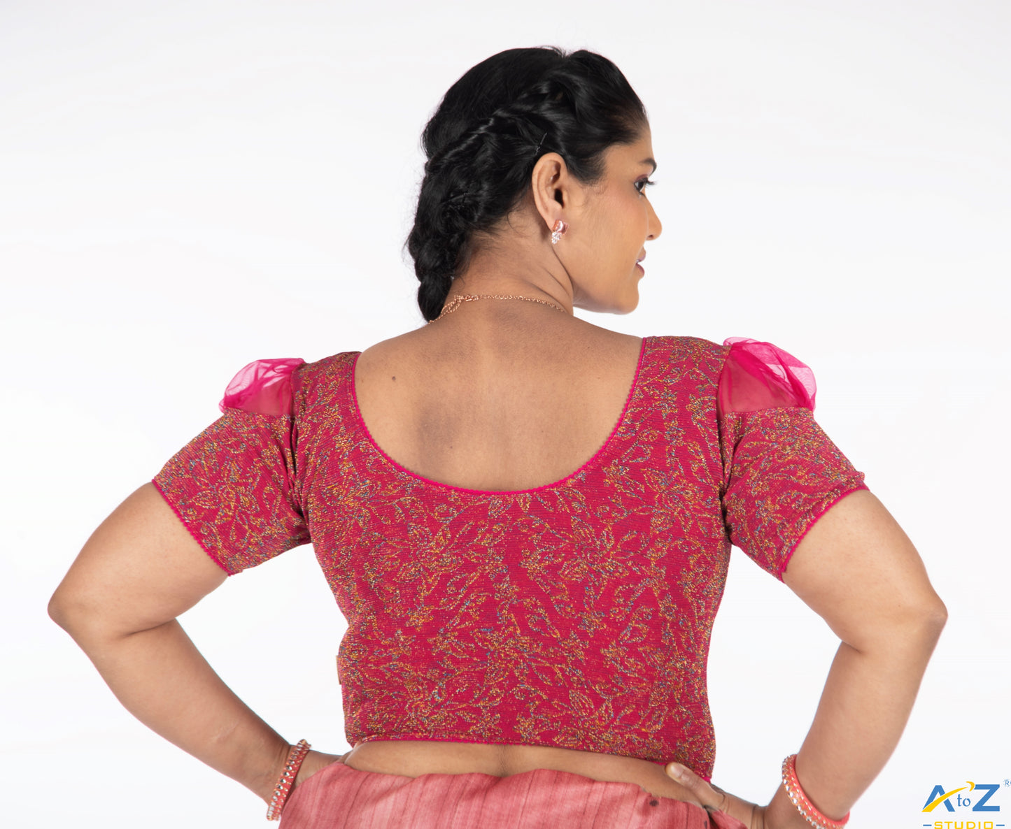Rani  Metallic Lycra Metallic Jacquard Blouse