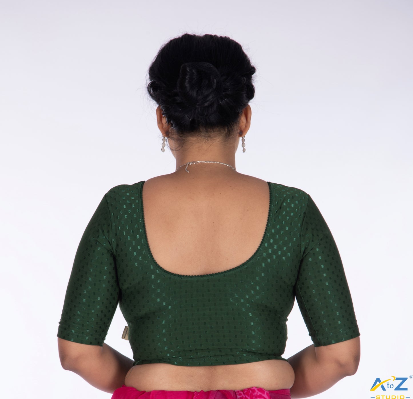 Bottle Green  Cotton Lycra Dobbi Classic Blouse