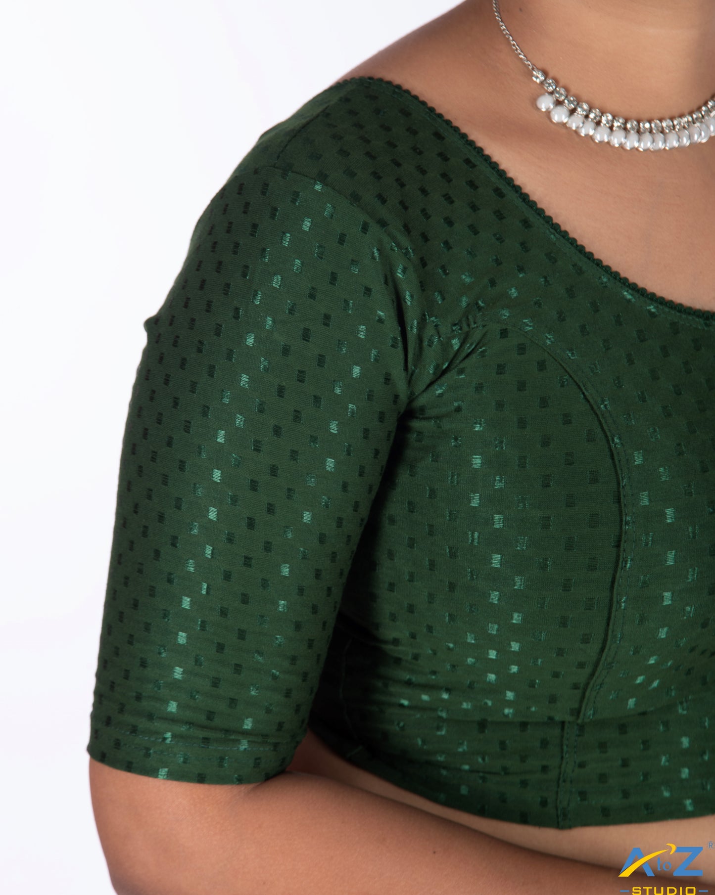 Bottle Green  Cotton Lycra Dobbi Classic Blouse