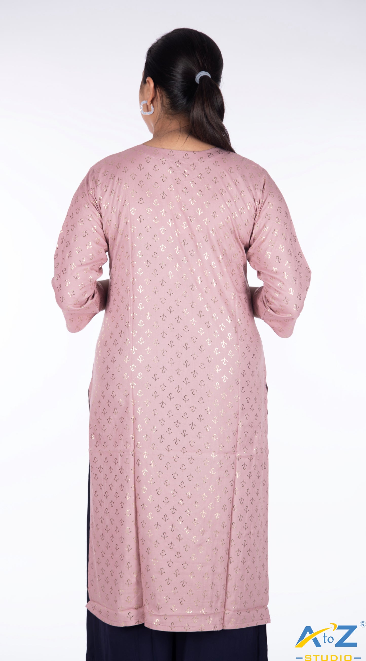 Peach Kurti with Golden Anchor Design