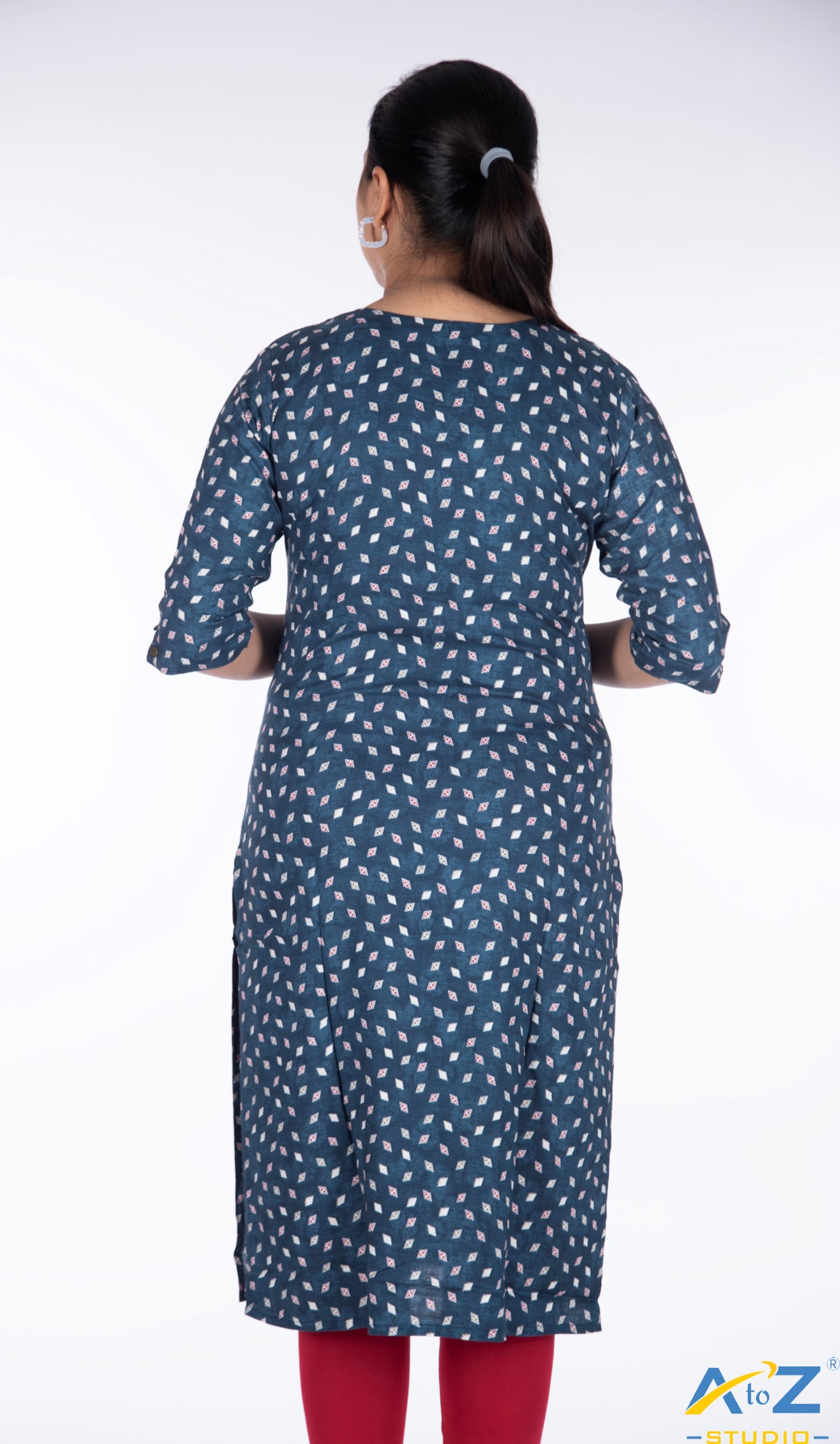 Rama Green Kurti with Quirky Playing Cards Pattern