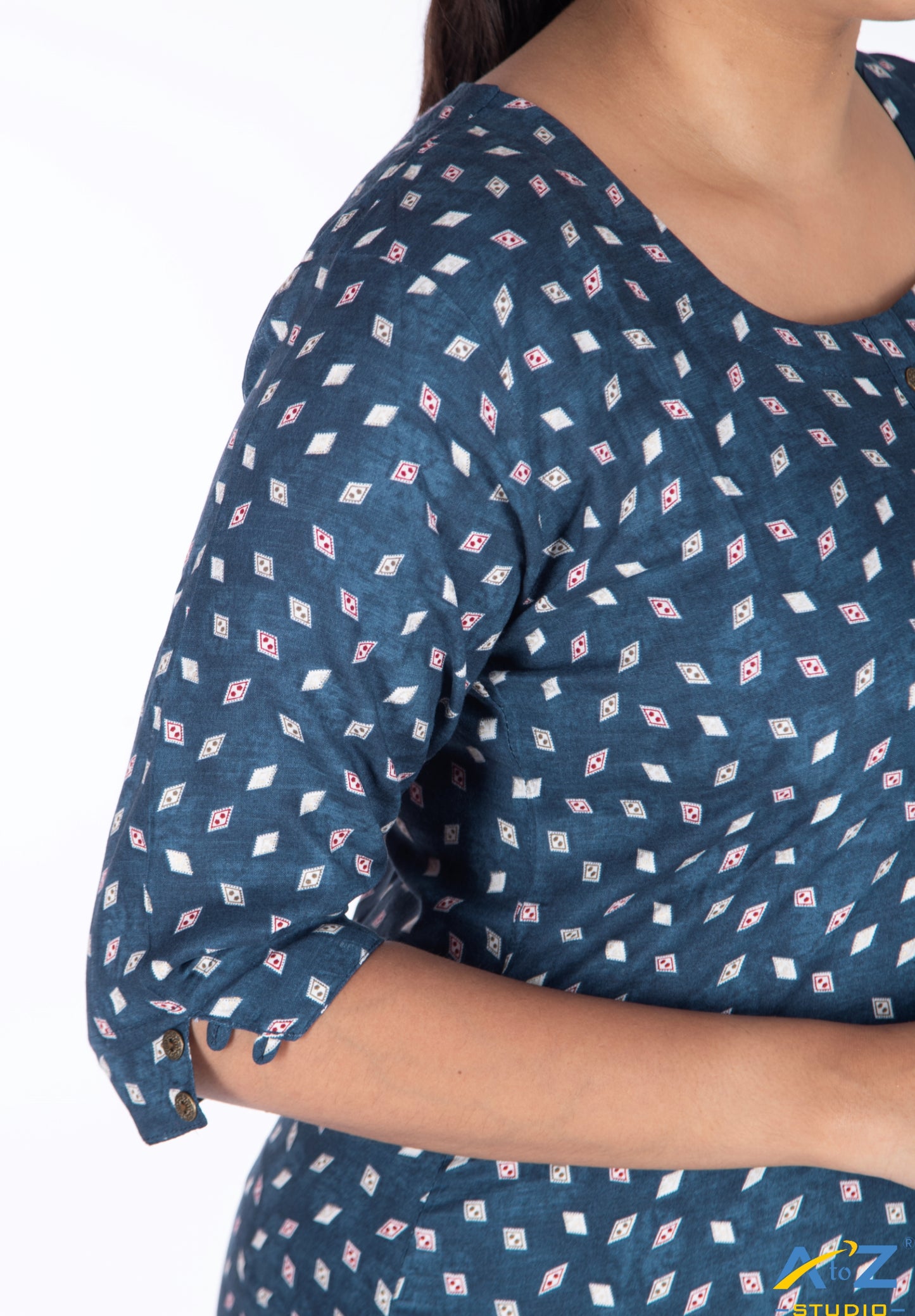 Rama Green Kurti with Quirky Playing Cards Pattern