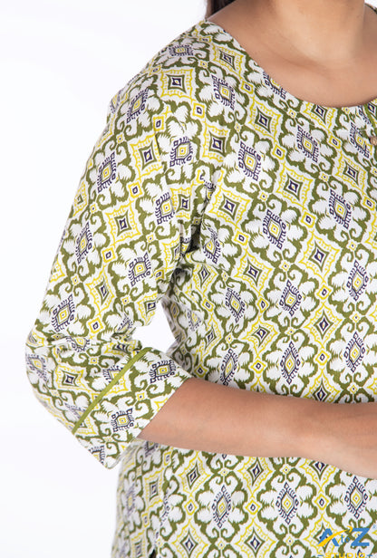 Soft Mehendi Kurti with Elegant, Minimalist Design